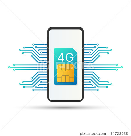 4G Sim Card. Mobile telecommunications technology 54728988