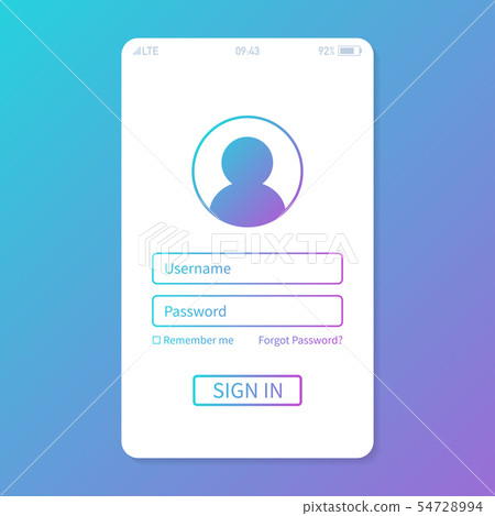 Login to application account on smartphone, flat - Stock Illustration ...