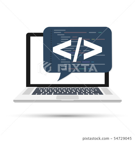 Programming, web development concept. Code on the - Stock Illustration ...