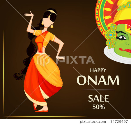 Happy Onam. Indian woman dancing Happy Onam. Indian woman dancing 54729497