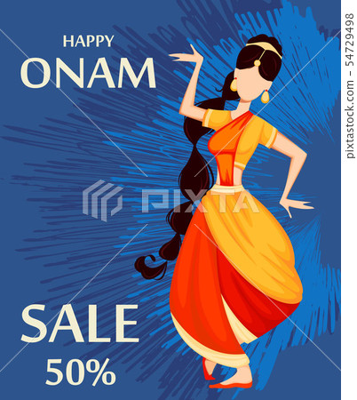 Happy Onam. Indian woman dancing Happy Onam. Indian woman dancing 54729498