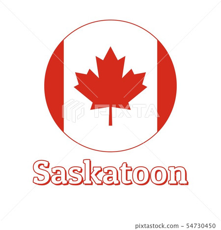 Round button Icon of national flag of Canada with red maple leaf on the white background and Round button Icon of national flag of Canada with red maple leaf on the white background and 54730450