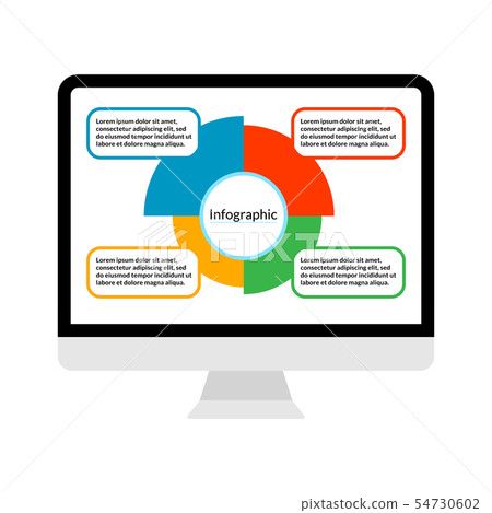 Modern computer display with Infographic... - Stock Illustration ...