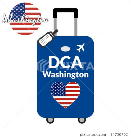 Luggage with airport station code IATA or location identifier and destination city name Washington 54730702