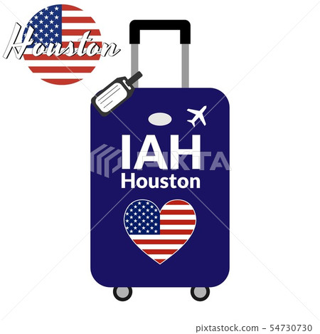 Luggage with airport station code IATA or location identifier and destination city name Houston, IAH 54730730