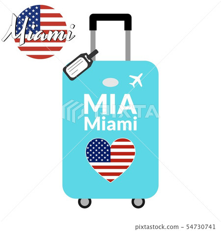 Luggage with airport station code IATA or location identifier and destination city name Miami, MIA Luggage with airport station code IATA or location identifier and destination city name Miami, MIA 54730741