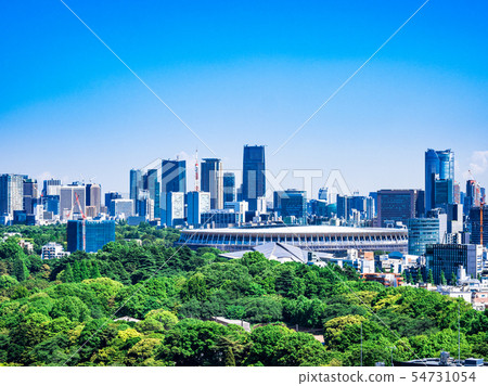 Tokyo New National Stadium and cityscapes of central Tokyo 54731054