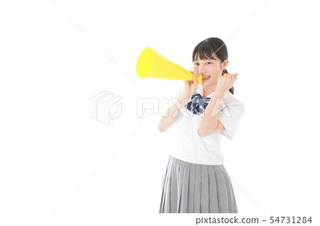 做體育歡呼的少婦 做體育歡呼的少婦 54731284