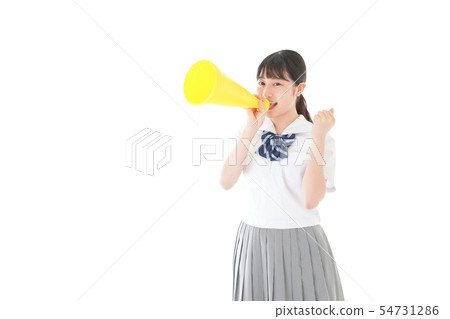 做體育歡呼的少婦 做體育歡呼的少婦 54731286