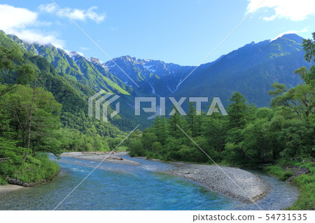 從Kamikochi Kappabashi的Hotaka山脈 從Kamikochi Kappabashi的Hotaka山脈 54731535