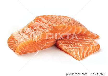 Two slices of salmon on a white background 54731972