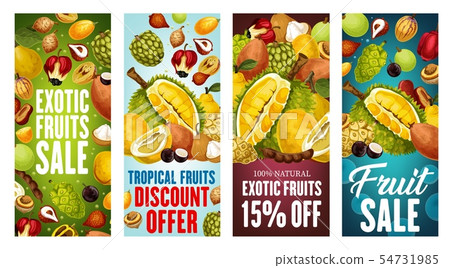 Exotic fruits sale. Durian, pomelo, quince, ackee Exotic fruits sale. Durian, pomelo, quince, ackee 54731985
