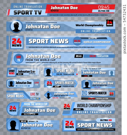 TV bars of sport news, broadcast streaming banners 54732431
