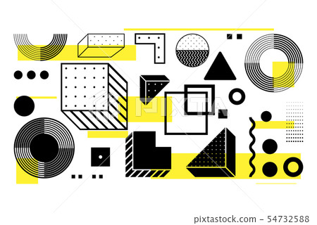 Universal trend halftone geometric shapes set Universal trend halftone geometric shapes set 54732588