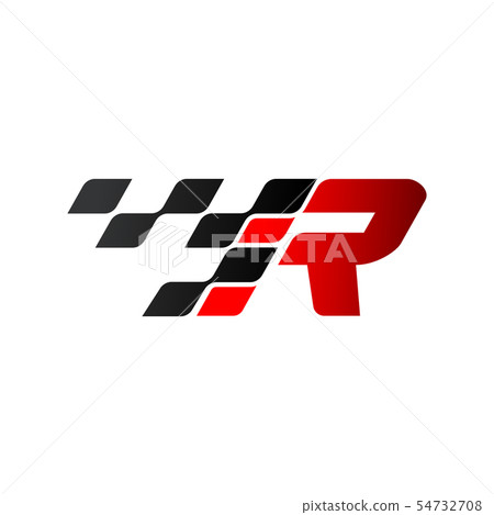 Letter R with racing flag logo 54732708
