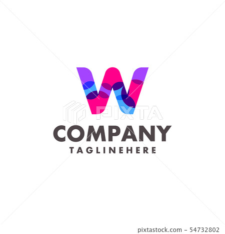 abstract colorful letter W logo design for abstract colorful letter W logo design for 54732802