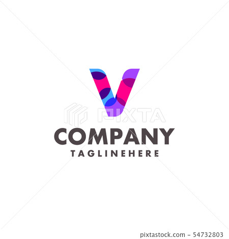 abstract colorful letter V logo design for 54732803