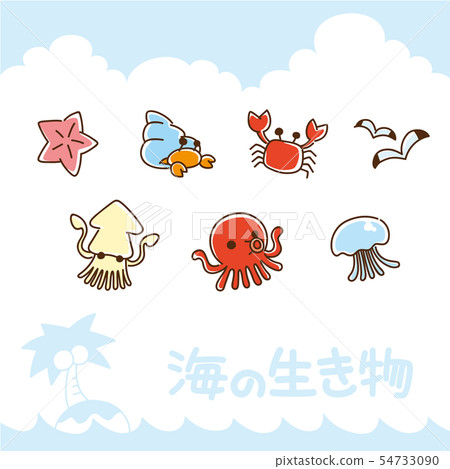 海洋生物圖標集[手寫風格] 54733090