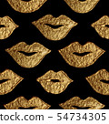 Lips gold hand painted abstract seamless pattern 54734305