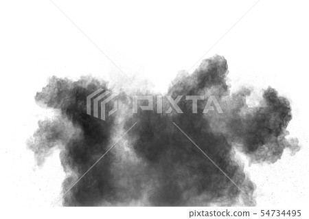 Black particles splatter on white background. Black particles splatter on white background. 54734495
