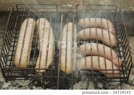 Grilled sausages on nature 54734545