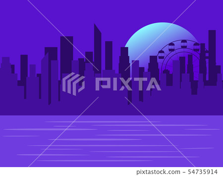 City panorama with skyscrapers and the river. City panorama with skyscrapers and the river. 54735914