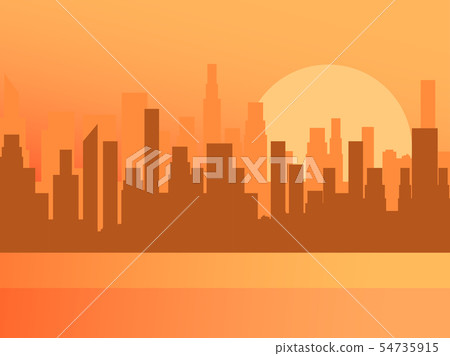City sunrise. Contour of skyscrapers, panorama 54735915