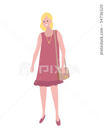 Blonde Woman in Purple Dress with Pendant on Neck Blonde Woman in Purple Dress with Pendant on Neck 54736320