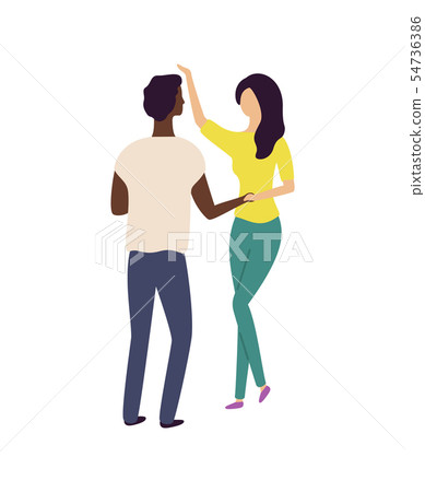People Dance in Pair, Moving Man and Woman Vector People Dance in Pair, Moving Man and Woman Vector 54736386