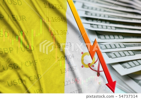 Vatican City State flag and chart falling US Vatican City State flag and chart falling US 54737314