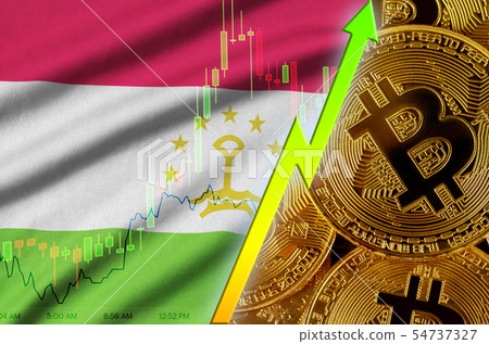 Tajikistan flag and cryptocurrency growing trend 54737327