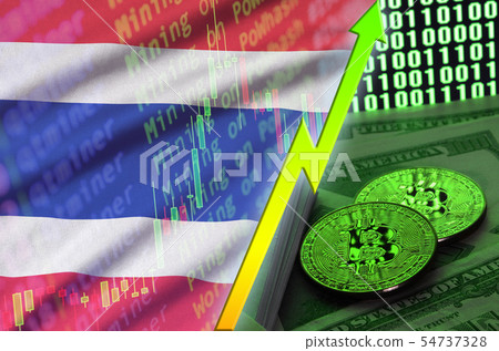 Thailand flag and cryptocurrency growing trend 54737328