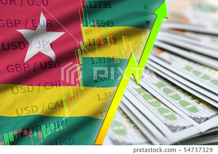 Togo flag and chart growing US dollar position 54737329