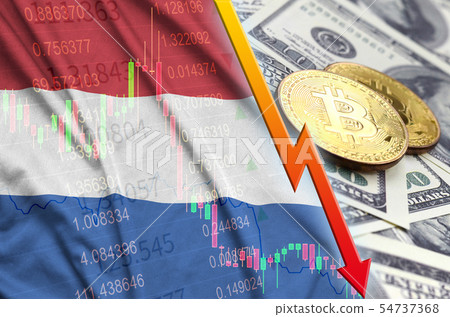 Netherlands flag and cryptocurrency falling trend Netherlands flag and cryptocurrency falling trend 54737368