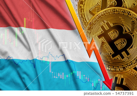 Luxembourg flag and cryptocurrency falling trend Luxembourg flag and cryptocurrency falling trend 54737391