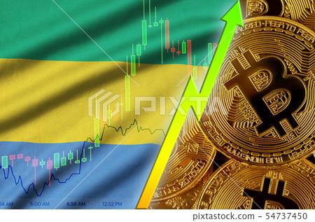 Gabon flag and cryptocurrency growing trend with 54737450