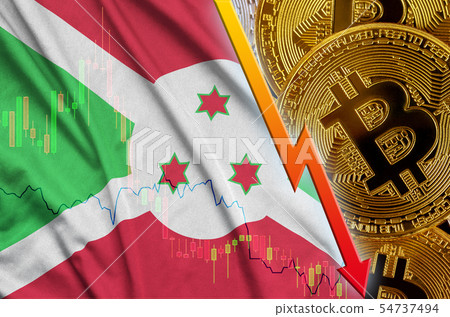 Burundi flag and cryptocurrency falling trend with Burundi flag and cryptocurrency falling trend with 54737494