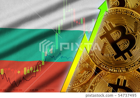 Bulgaria flag and cryptocurrency growing trend Bulgaria flag and cryptocurrency growing trend 54737495