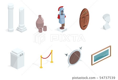 Museum exhibition isometric exhibits 54737539