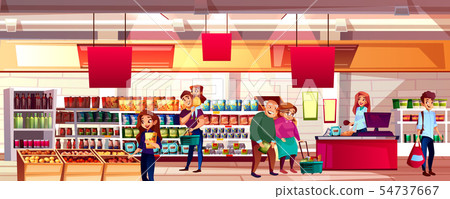 People in supermarket grocery illustration 54737667