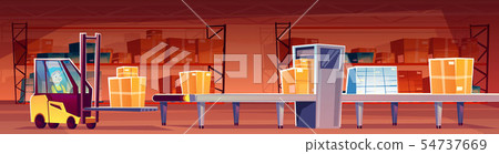 Warehouse worker at conveyor illustration 54737669