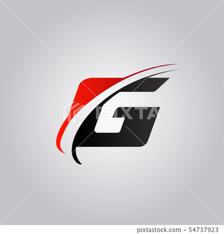 initial G Letter logo with swoosh colored red and initial G Letter logo with swoosh colored red and 54737923