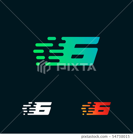 Number 6 modern speed shapes logo design vector - Stock Illustration ...
