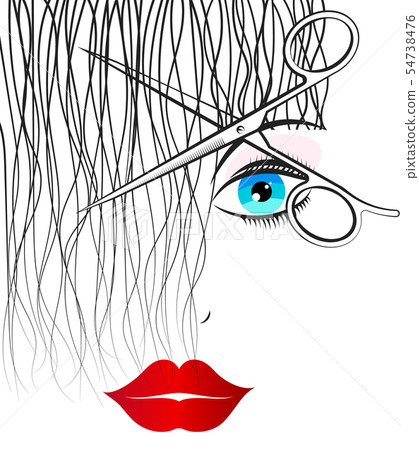 Scissors cut curls beauty salon 54738476