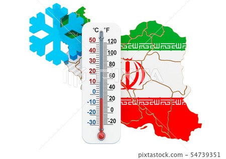 Extreme cold in Iran concept. 3D rendering Extreme cold in Iran concept. 3D rendering 54739351