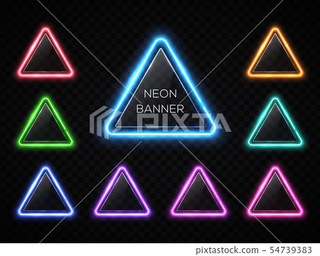 Neon abstract triangle set. Glowing led or... - Stock Illustration ...
