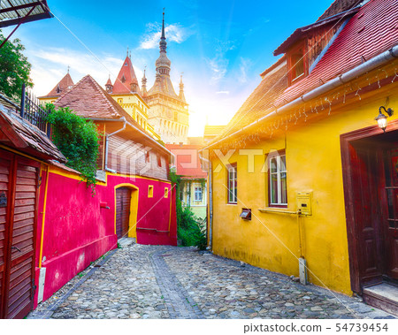 The Clock Tower and famous medieval fortified city 54739454