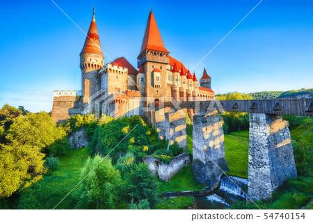 Beautiful panorama of the Hunyad Castle / Corvin's 54740154