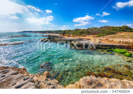 Picturesque seascape with white rocky cliffs, sea 54740804