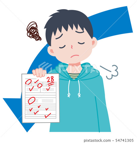 Illustration of a boy who lost grades Illustration of a boy who lost grades 54741305